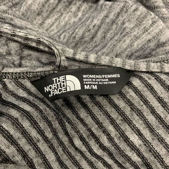 North Face M cross back split open long sleeves stripes layering top shirt grey - Picture 11 of 11